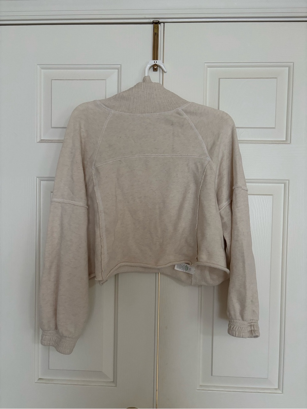 aerie Ribbed Cream Cropped Sweatshirt